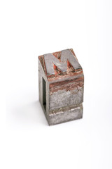 Closeup of metal letterpress type.