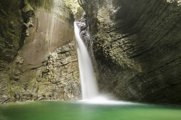 Obraz na płótnie Canvas Kozjak waterfall, Kobarid, Slovenia