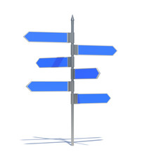 Metal pillar with signposts directions