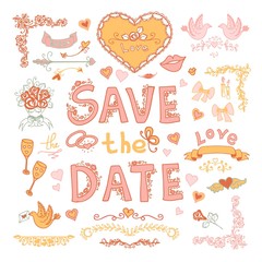 Set of wedding decorative elements