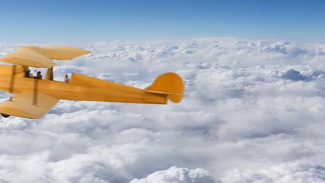 Vintage Homemade Model Biplane Flying By