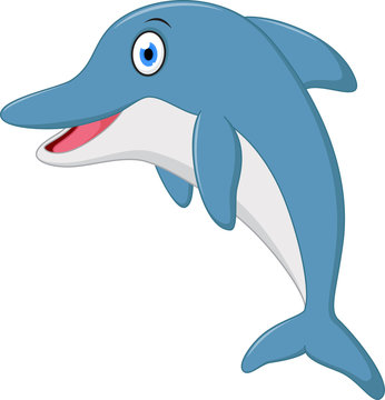 Cute dolphin cartoon jumping