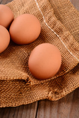 Brown Eggs on Burlap