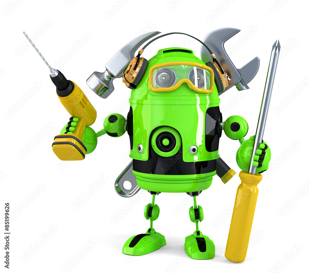 Poster construction robot. technology concept.isolated. contains clipping path