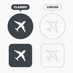 Airplane sign. Plane symbol. Travel icon.