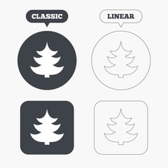 Christmas tree sign icon. Holidays button.