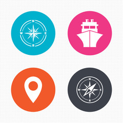 Windrose navigation compass, shipping delivery.