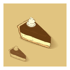 Cheese cake with chocolate and cream on the top