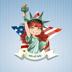 Poster with a beautiful statue of liberty on USA Independence Day