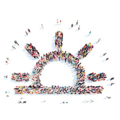  people in the shape of a sunset.