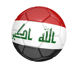 Soccer ball, or football, with the country flag of Iraq