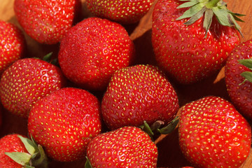 Strawberries on wood board