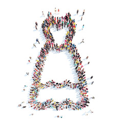 people in the shape of a wedding dress.