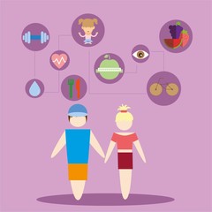 Concept flat icon of sport and health infographic design elements vector illustration