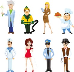 Cartoon vector characters of different professions