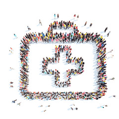 people in the shape of a medical kit.