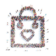 people in the shape of a package with heart.