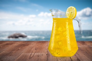 Lemonade, Pitcher, Glass.