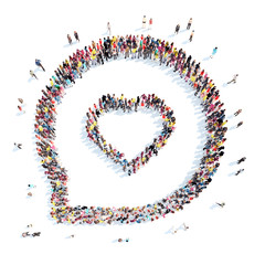 people in the shape of a love bubble chat.