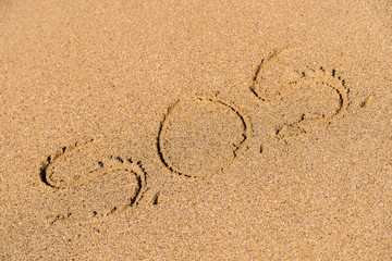 SOS Help Cry For Help Written On Beach Sand