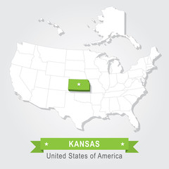 Kansas state. USA administrative map.