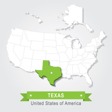 Texas state. USA administrative map.
