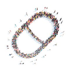 people in the shape of medical pills.