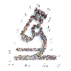 people in the shape of a medical microscope.