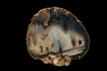 Cut and polished agate. Origin: Poland, Rudno near Krakow. Rare and valuable specimen of exploited...