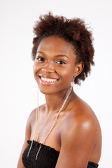 Pretty black woman smiling