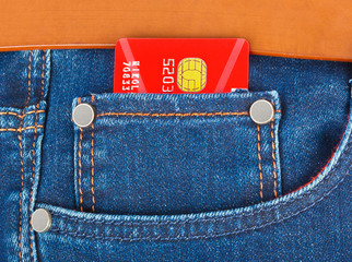 Credit card in jeans pocket