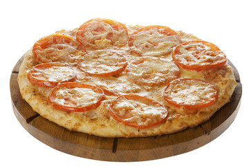 Simple pizza - Margherita - Pizza with tomato and cheese. Isolated on white.