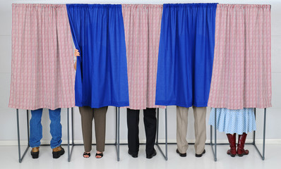 People in Voting Booths