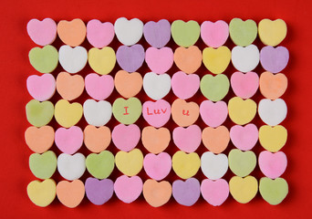 I Luv U on Candy Hearts