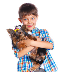 Boy with his Yorkshire terrier