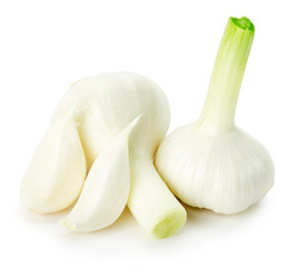young garlics isolated on the white background © Iurii Kachkovskyi