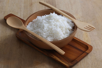 Rice in wooden cup