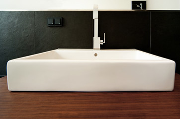detail of washbasin in modern bathroom