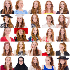 Collage of many faces from same model