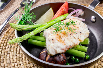 Grilled salmon and vegetables