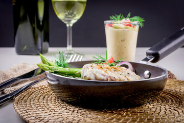Grilled salmon and vegetables