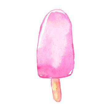 Hand painted watercolor icecream on stick