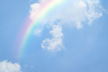 Blue sky heart with rainbow