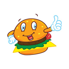 cartoon hamburger with happy expression