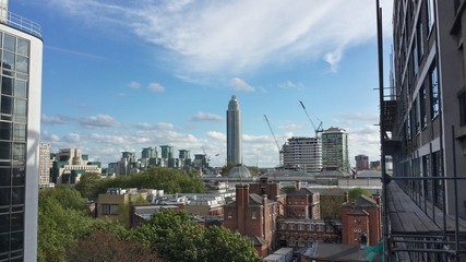 London Skyline with Cranes and Scaffoling