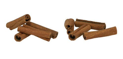 cinnamon sticks on white background