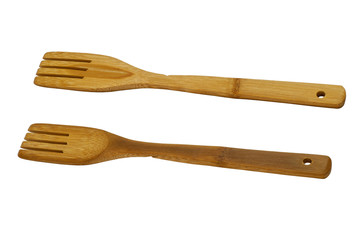 Bamboo spatula isolated on white background