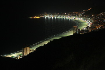 Photo of the city at night taken during sightseeing on Sugarloaf mountain in Rio de Janeiro, Brazil.
