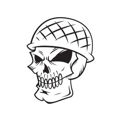 Skull wearing helmet