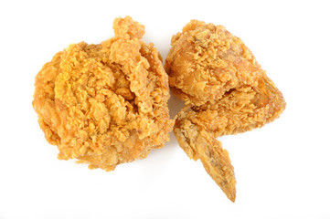 Fried chicken on white background